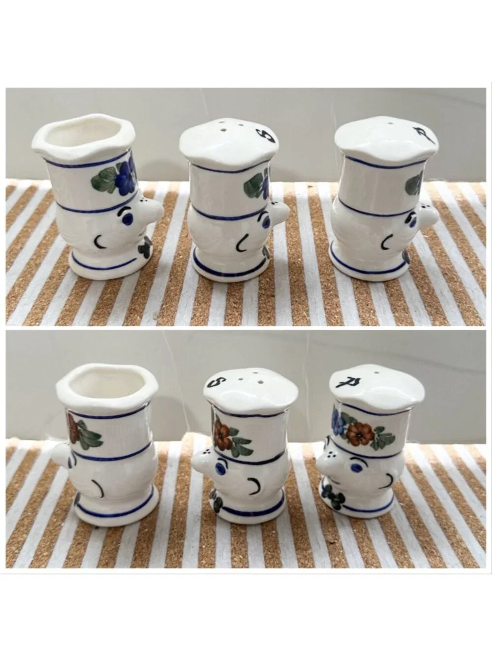 Vintage Italian Pottery Set Firenze Cow Creamer Salt Pepper Shakers Hand Painted